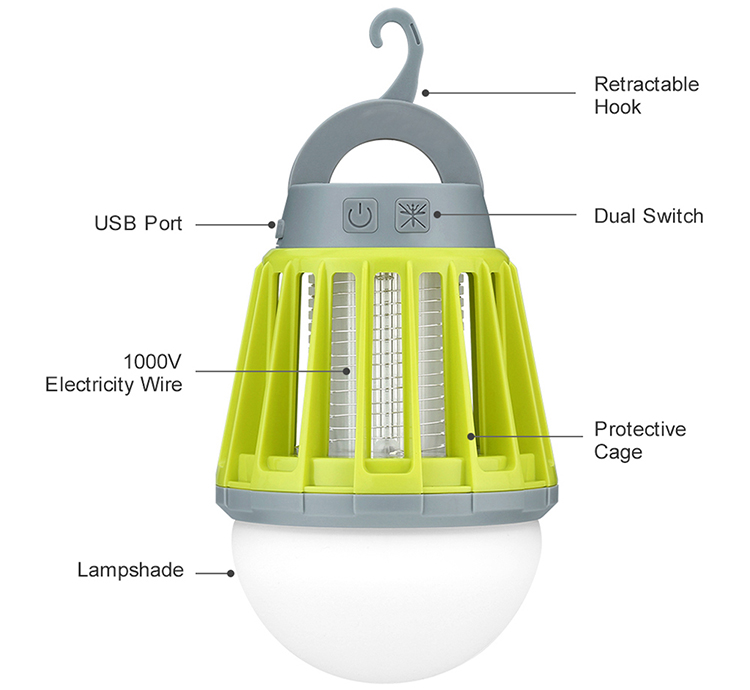 Photocatalyst Mosquito Lamp Portable Mosquitos Repellent Bug Insect Light Waterproof Electronic Pest Control UV Lights