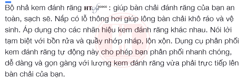 Bộ dụng cụ nhả kem đánh răng tự động HT SYS 3 cốc