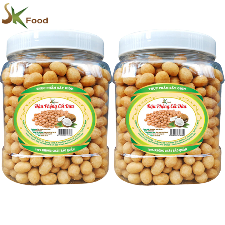 1Kg 2 Hũ Đậu Phộng Da Cá Nước Cốt Dừa Hiệu SK FOOD