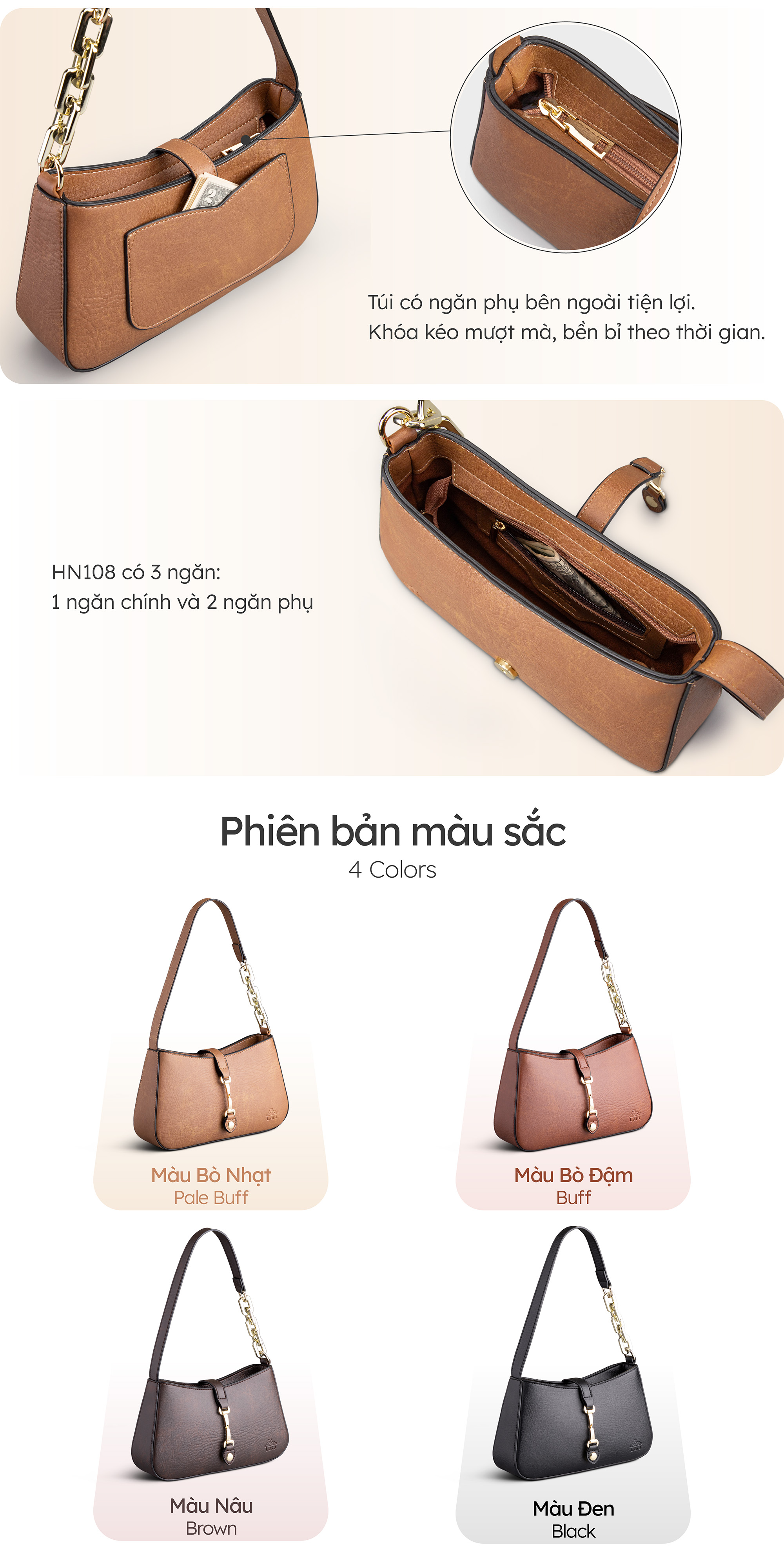 Túi Lata ( Thời trang nữ dự tiệc size 24- Túi đeo chéo da HN108 )