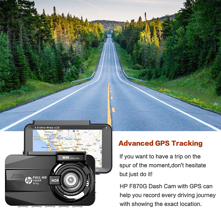 Camera Hành Trình HP F870G DuAL Tích Hợp Cam Lùi - Hàng Nhập Khẩu