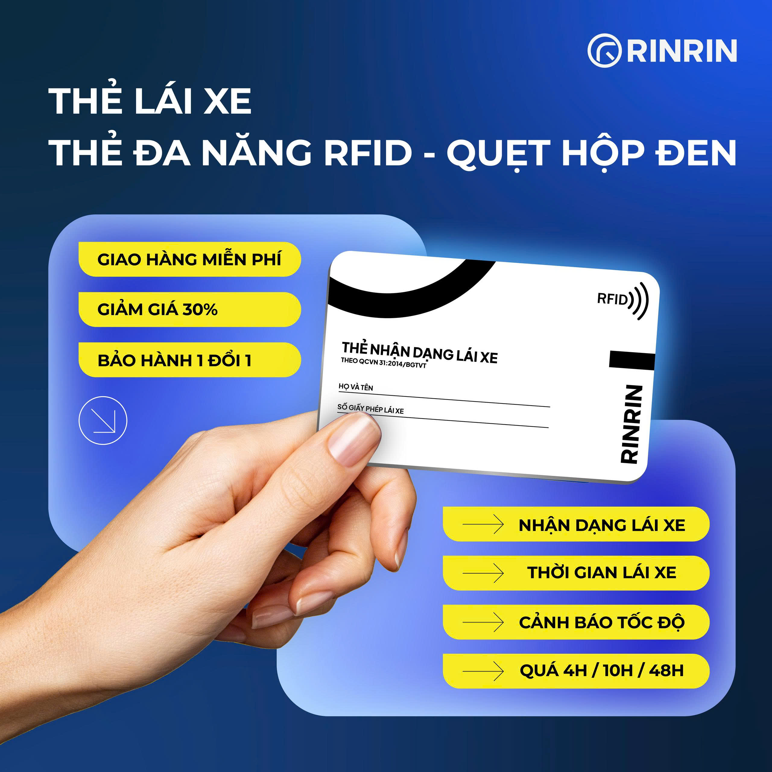Thẻ lái xe đa năng RFID. Quẹt được tất cả hãng hộp đen. Shop có tích hợp sẵn cho tài xế, hoặc hướng dẫn tích hợp tại nhà