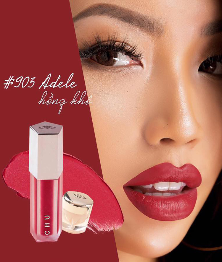 Son Nhung Chu Lipstick - Son Kem Lì Mượt Mịn & Bám Màu Lâu Trôi - Tặng Kèm Túi Và Son Dưỡng