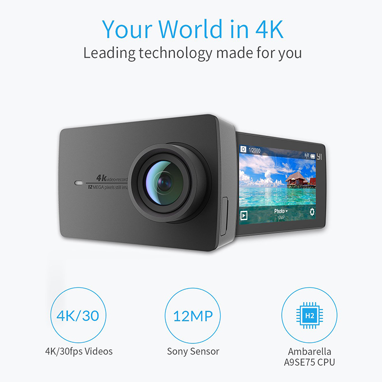 Camera Hành Động Yi Action 4K Quốc Tế (Đen) - Hàng chính hãng