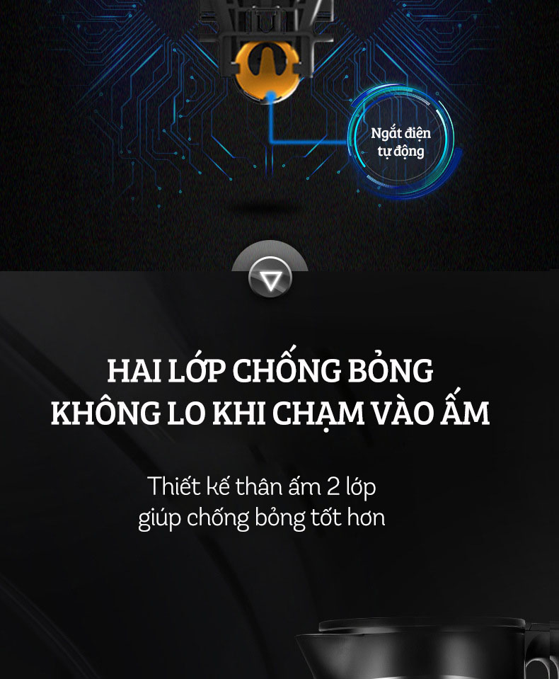 Ấm Siêu Tốc Inox 2 Lớp DAMAS DK-6018B (1.8L) - Hàng Chính Hãng