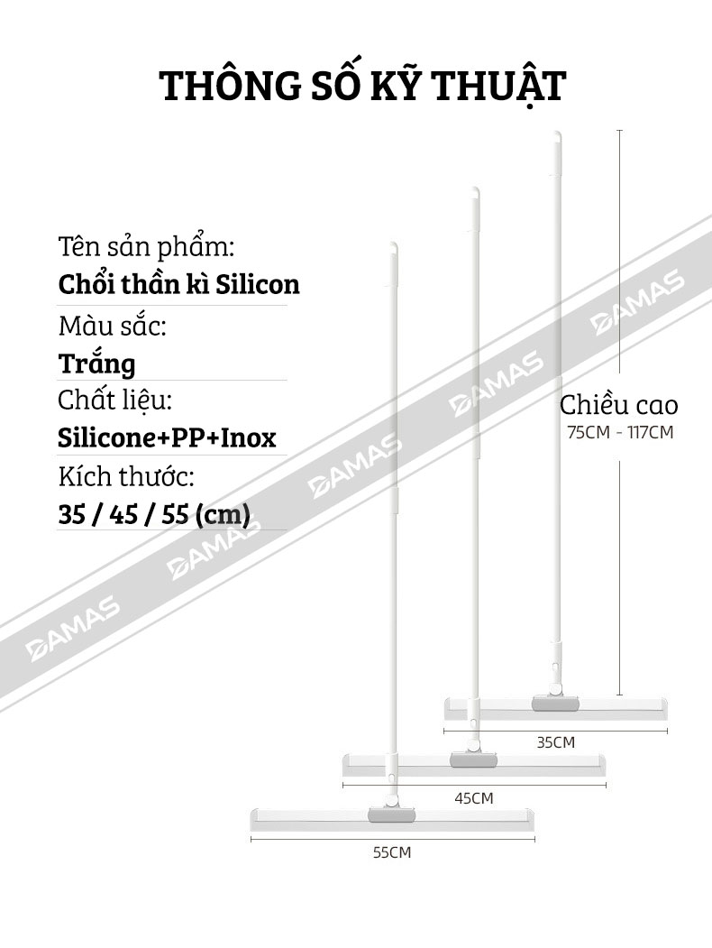 Cây Gạt Nước Sàn Nhà, Lau Kính Đa Năng 2 Trong 1 Damas C3 Pro - Chất liệu lưỡi gạt làm từ Silicone cao cấp - Tay cầm hợp kim bền đẹp, điều chỉnh độ cao linh hoạt - Lưỡi gạt xoay 360 độ giúp làm sạch mọi ngóc ngách dễ dàng, nhanh chóng, sạch bong kin kít