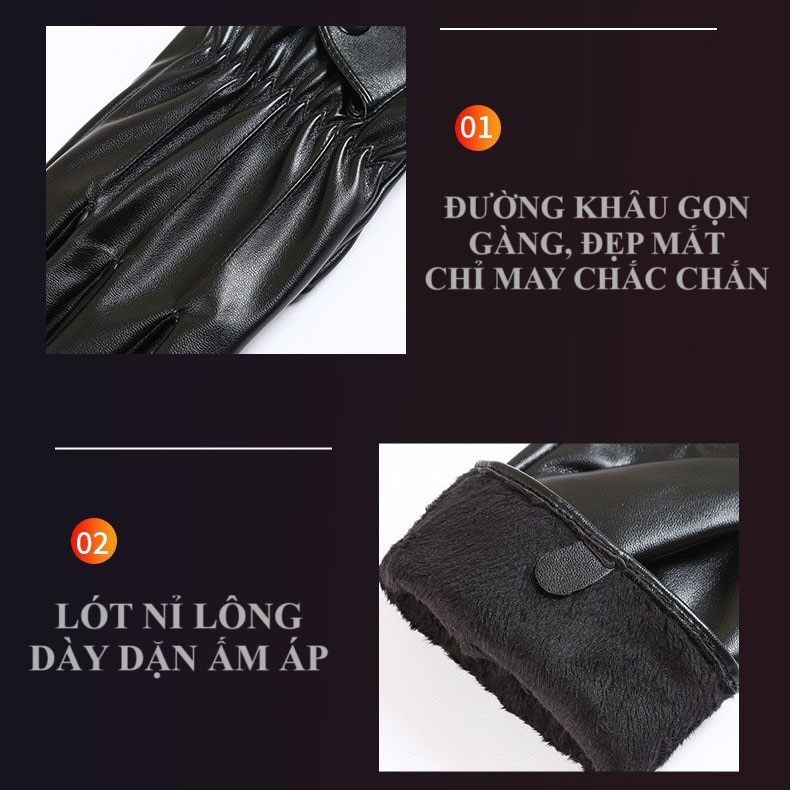 Găng tay da nam cảm ứng GTDCC07