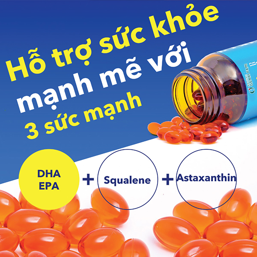 Dầu Gan Cá Mập Omega 3 Astaxanthin Genki Fami Nhật Bản, Bổ Mắt, Bổ Não Tốt Cho Tim Mạch Hộp 90 viên