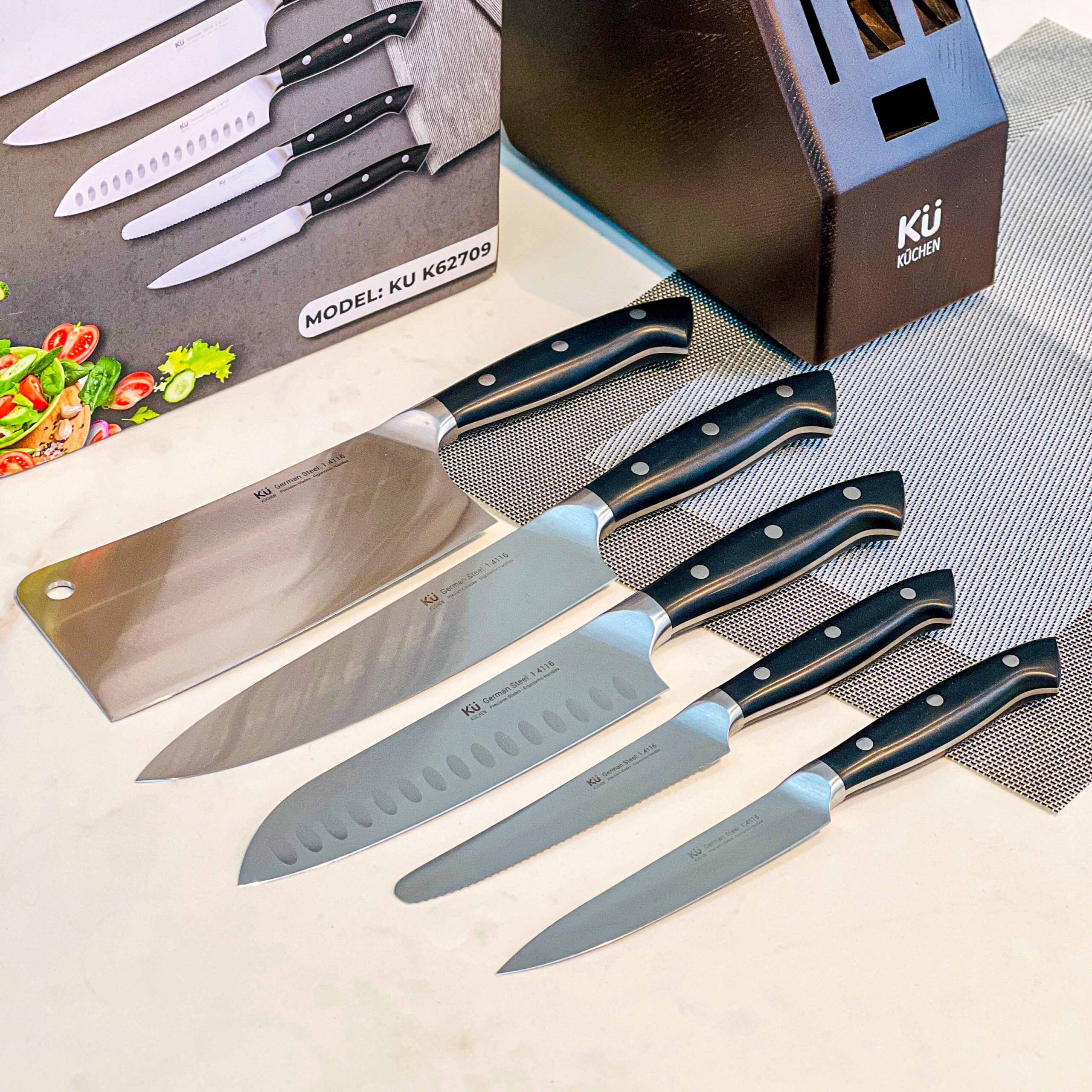 Bộ Dao 7 Món Nhà Bếp Bằng Thép Không Gỉ KUCHEN ĐỨC - KU K62709 -  Hàng Chính Hãng