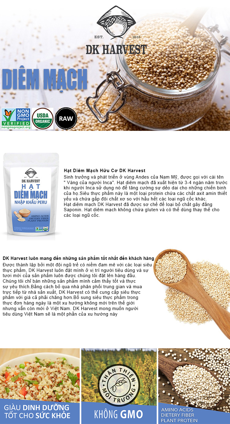 Hạt Diêm Mạch DK Harvest 1000g