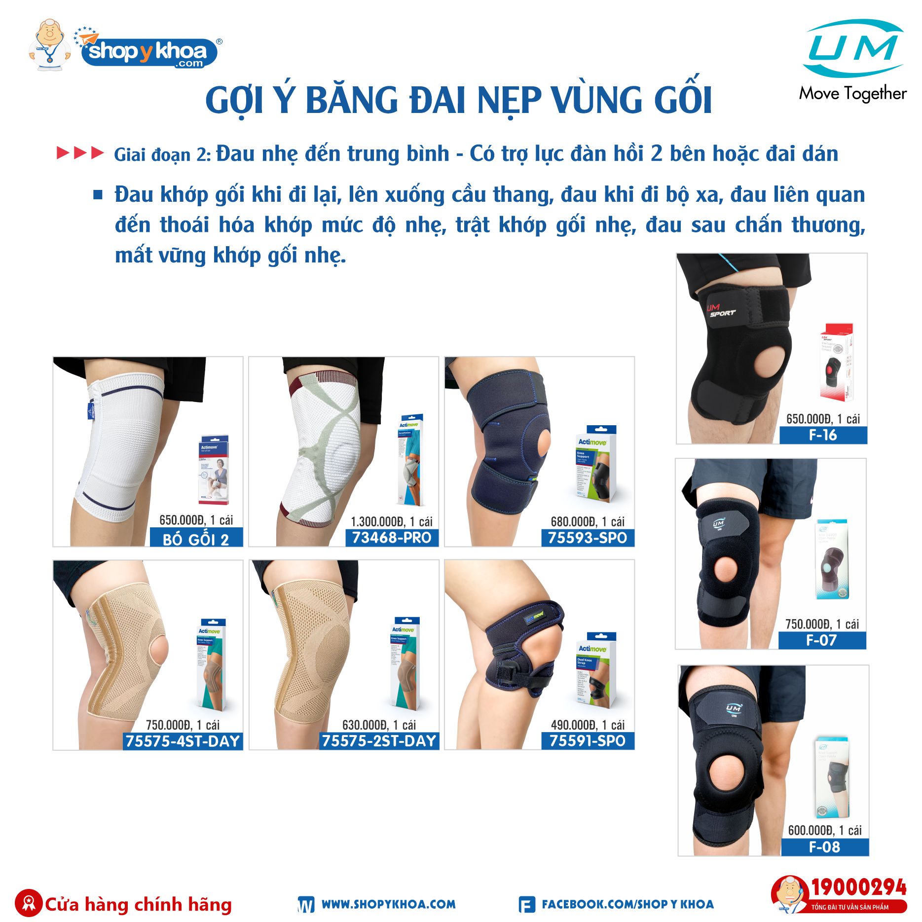 Bó gối đai dán có nẹp neoprene -compact United Medicare F16 