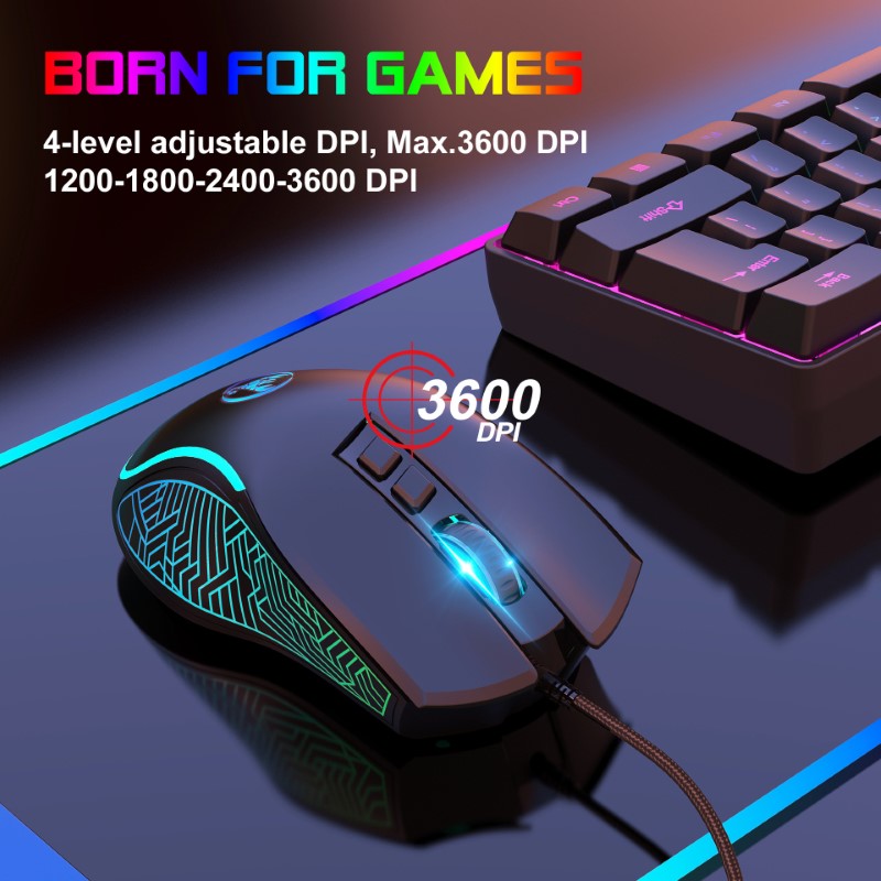 Chuột LED RGB 3600 DPI Gaming Mouse HXSJ X100 - hàng nhập khẩu