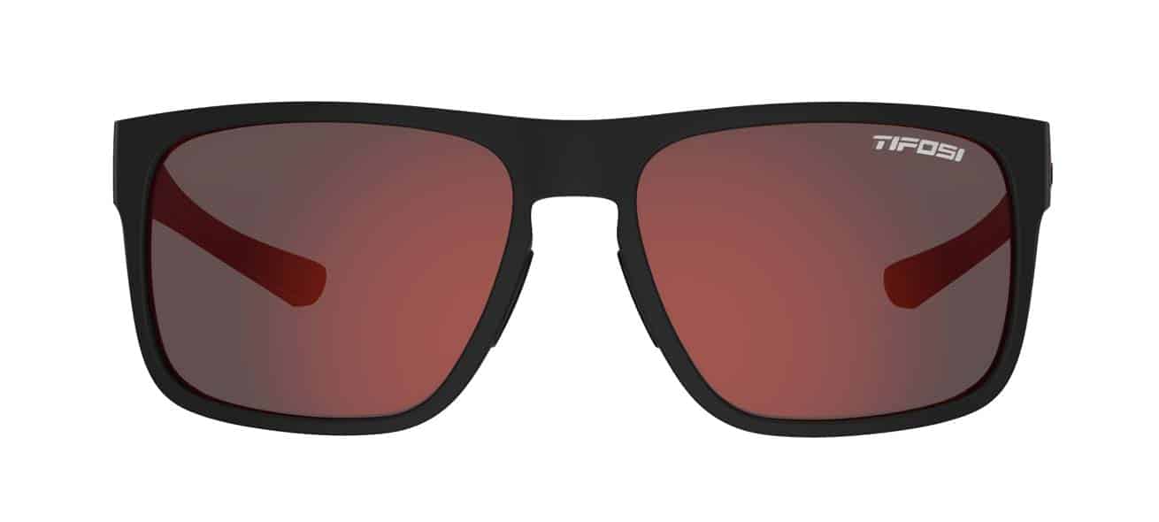 Kính mát thể thao Unisex Tifosi Swick - Gọng Satin Black/Crimson, Tròng Smoke Red
