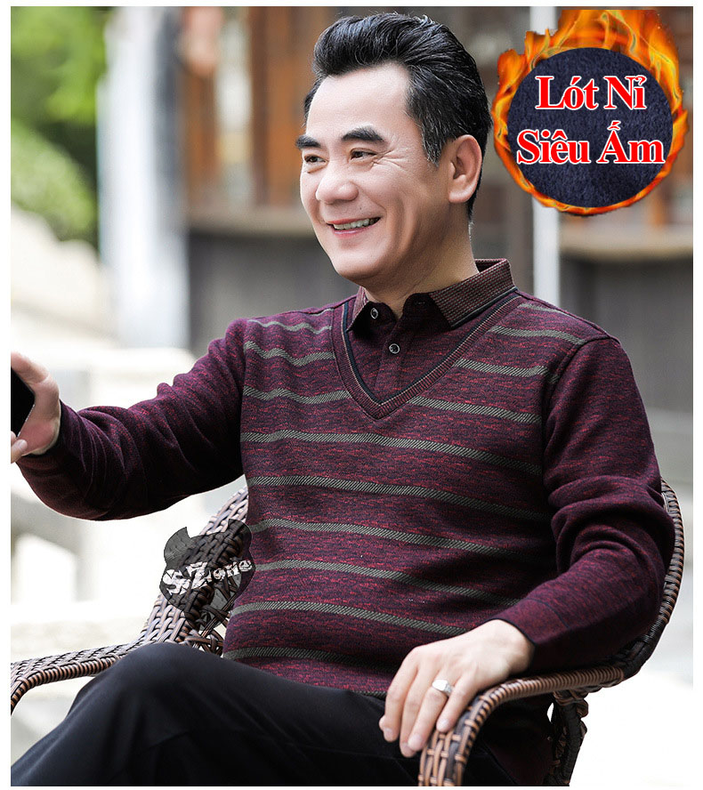 Áo Len Trung Niên Lót Lông Cừu Sang Trọng Siêu Ấm SAL240