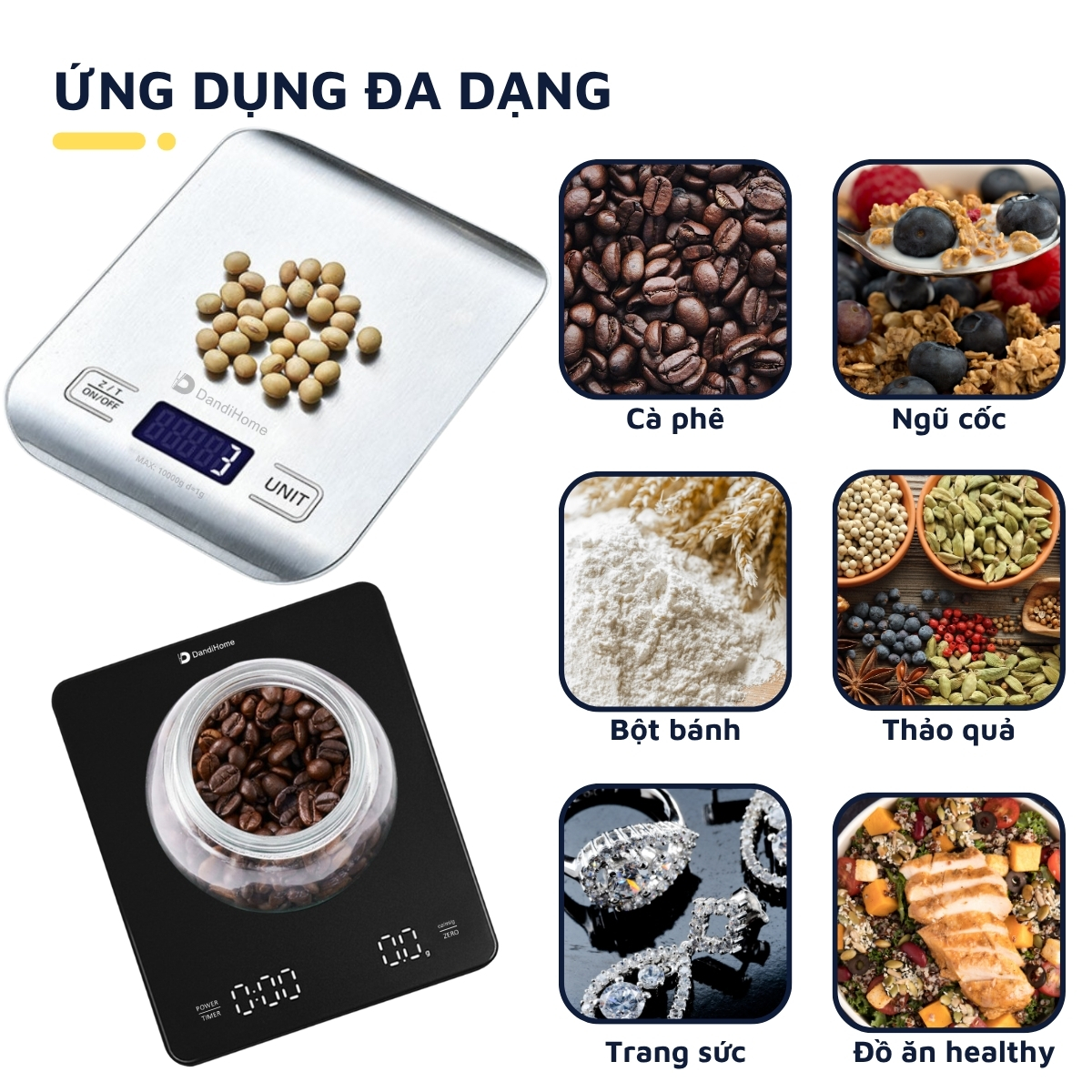 Cân tiểu ly điện tử mini nhà bếp, cà phê DandiHome có độ chính xác cao