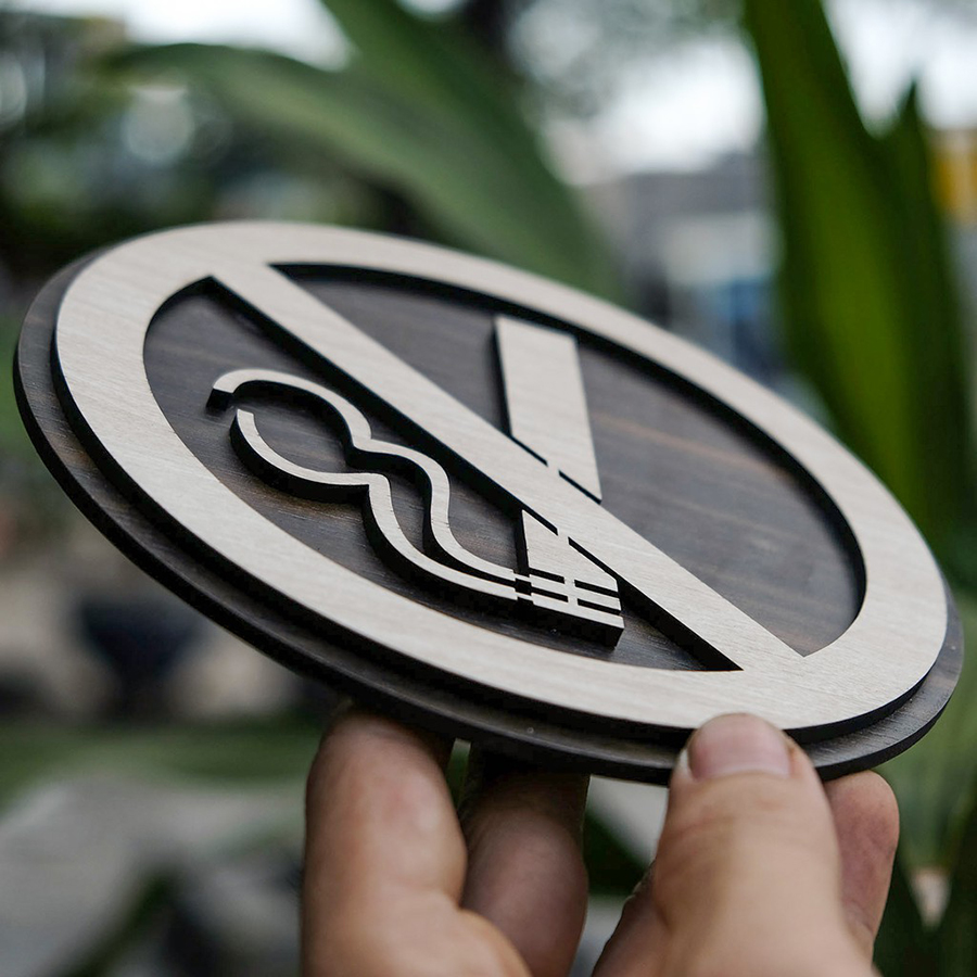 Tranh gỗ treo tường_Biển gỗ No Smoking- Cấm hút thuốc F02_CRN_01