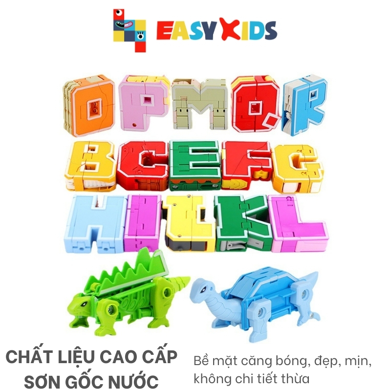 Đồ Chơi Bảng 26 Chữ Cái Biến Hình Lắp Ghép Chiến Binh Robot Khủng Long Lớn Sáng Tạo Chữ Số Và Dấu