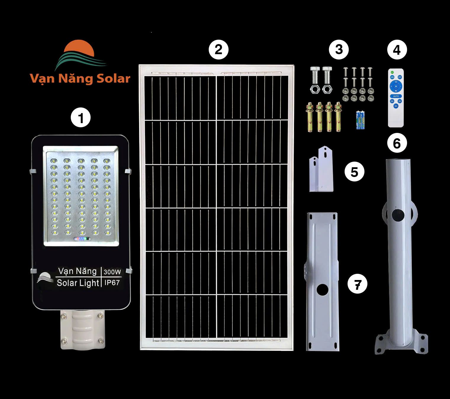 Đèn đường năng lượng mặt trời 300w