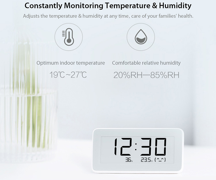 Original Xiaomi Mi Multifunctional Digital Clock Electronic-INK Screen Temperature Humidity Sensor BT Wireles