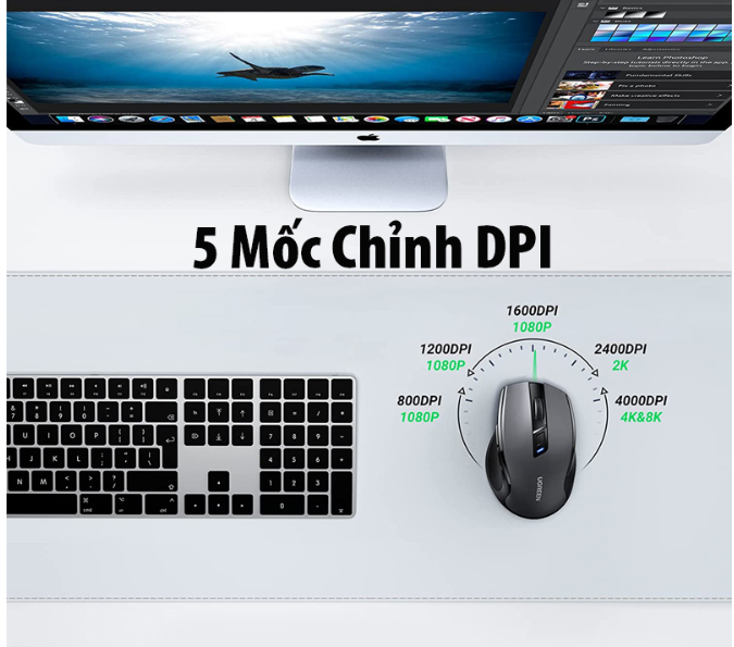 Chuột không dây dùng cho máy tính, laptop chất liệu nhựa ABS, màu đen Ugreen 90545 MU006 - Hàng chính hãng