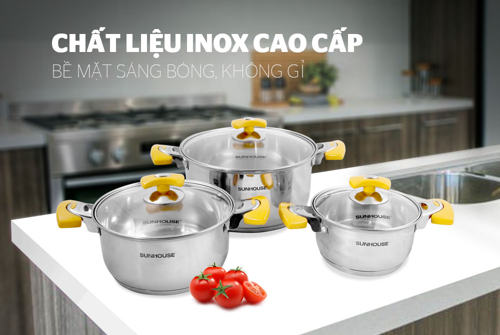 Bộ Nồi Inox 5 Đáy Sunhouse SH787