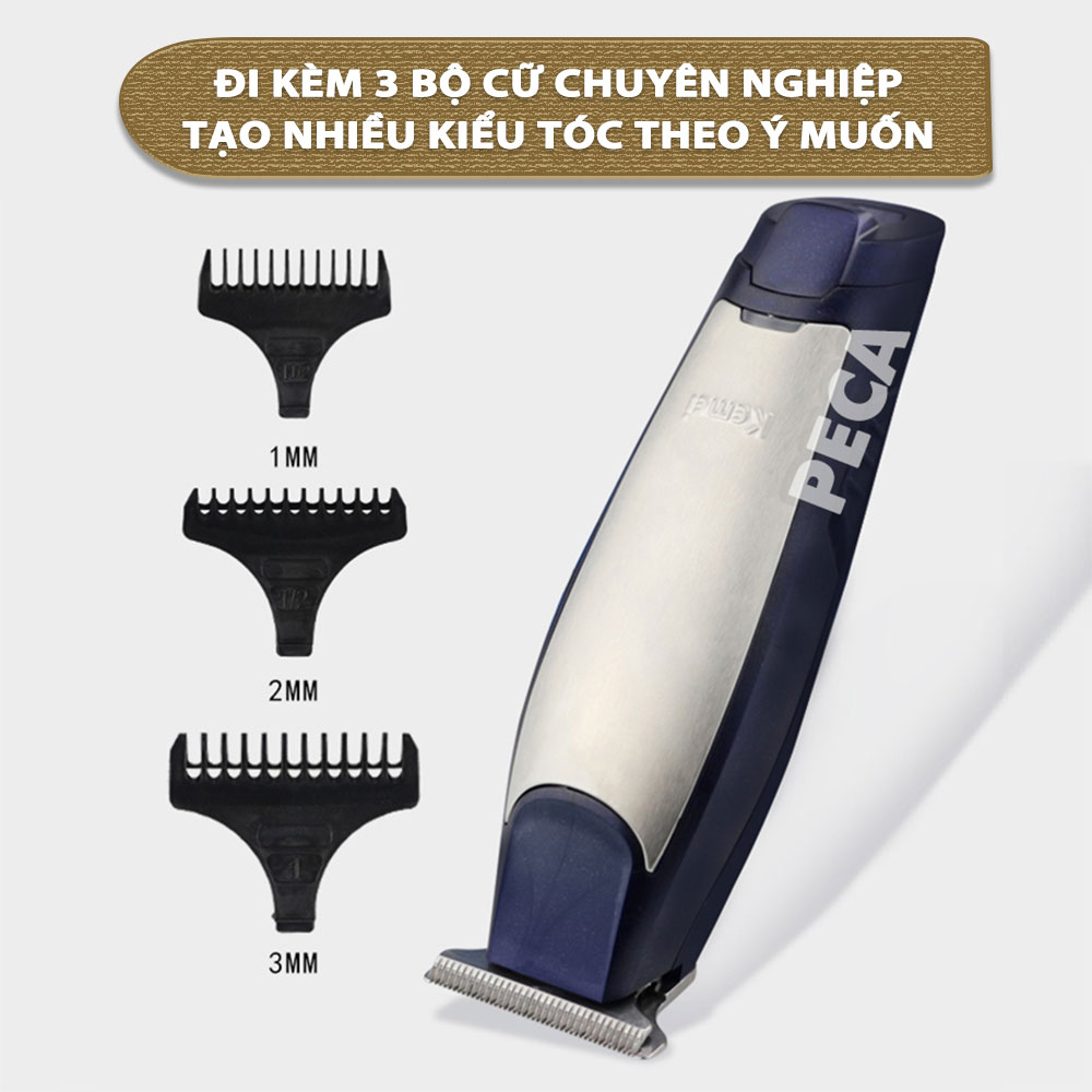 Tông đơ chấn viền cắt tóc, cạo trọc, cạo râu fade tóc, khắc tóc đi viền nét Kemei KM-5021 chuyên dụng cho salon, tiệm tóc, cá nhân đi kèm với máy có bộ cữ lược căn độ dài chuyên dụng Tặng kèm bộ 2 kẹp cá sấu chia tóc ( màu ngẫu nhiên )