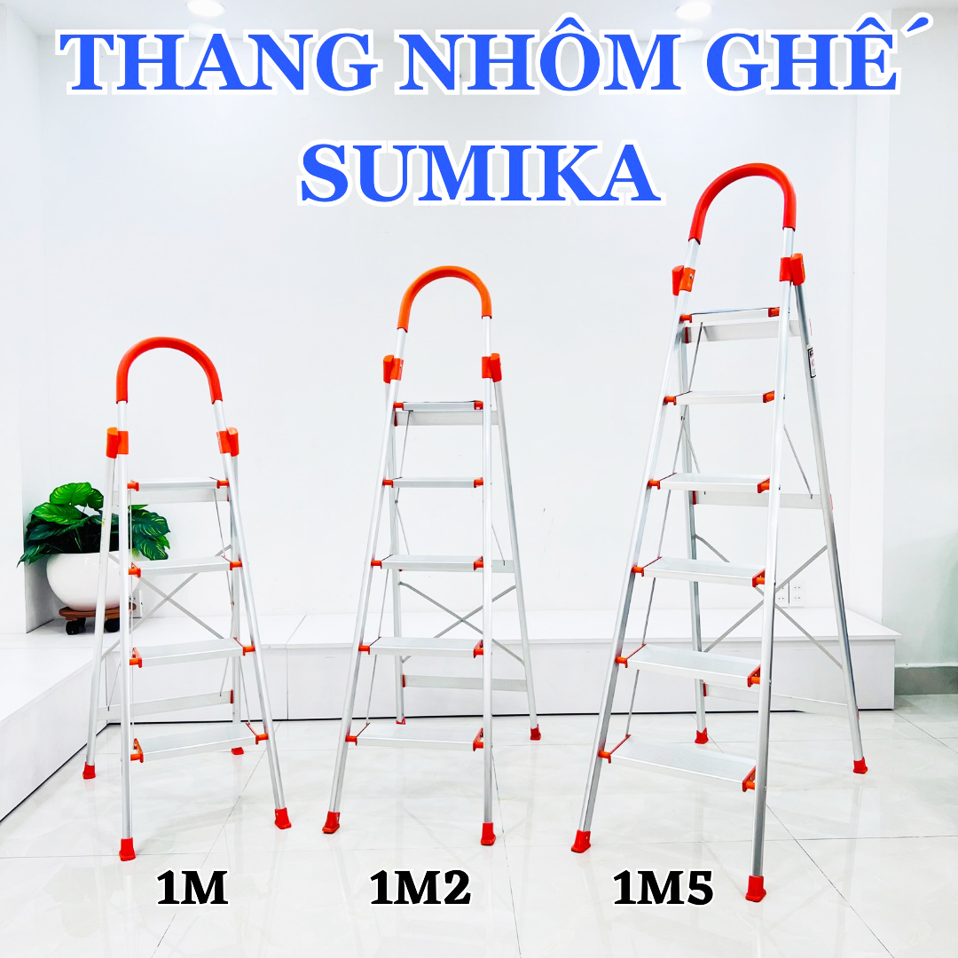 Thang nhôm ghế gia đình 5 bậc SUMIKA SK305 - Chiều cao 1.68m, tải trọng 150kg