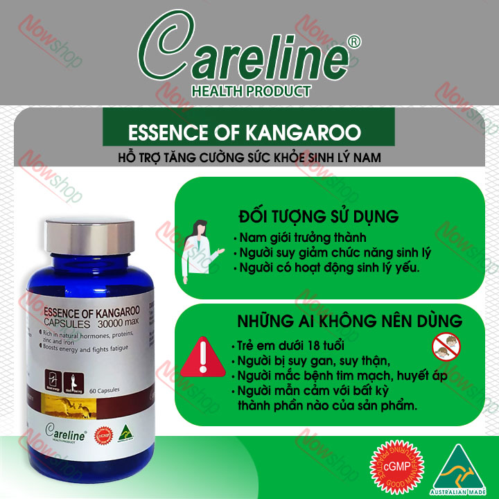 viên uống tăng cường sinh lý nam careline essence of kangaroo 30000max giúp bổ thận tráng dương 5