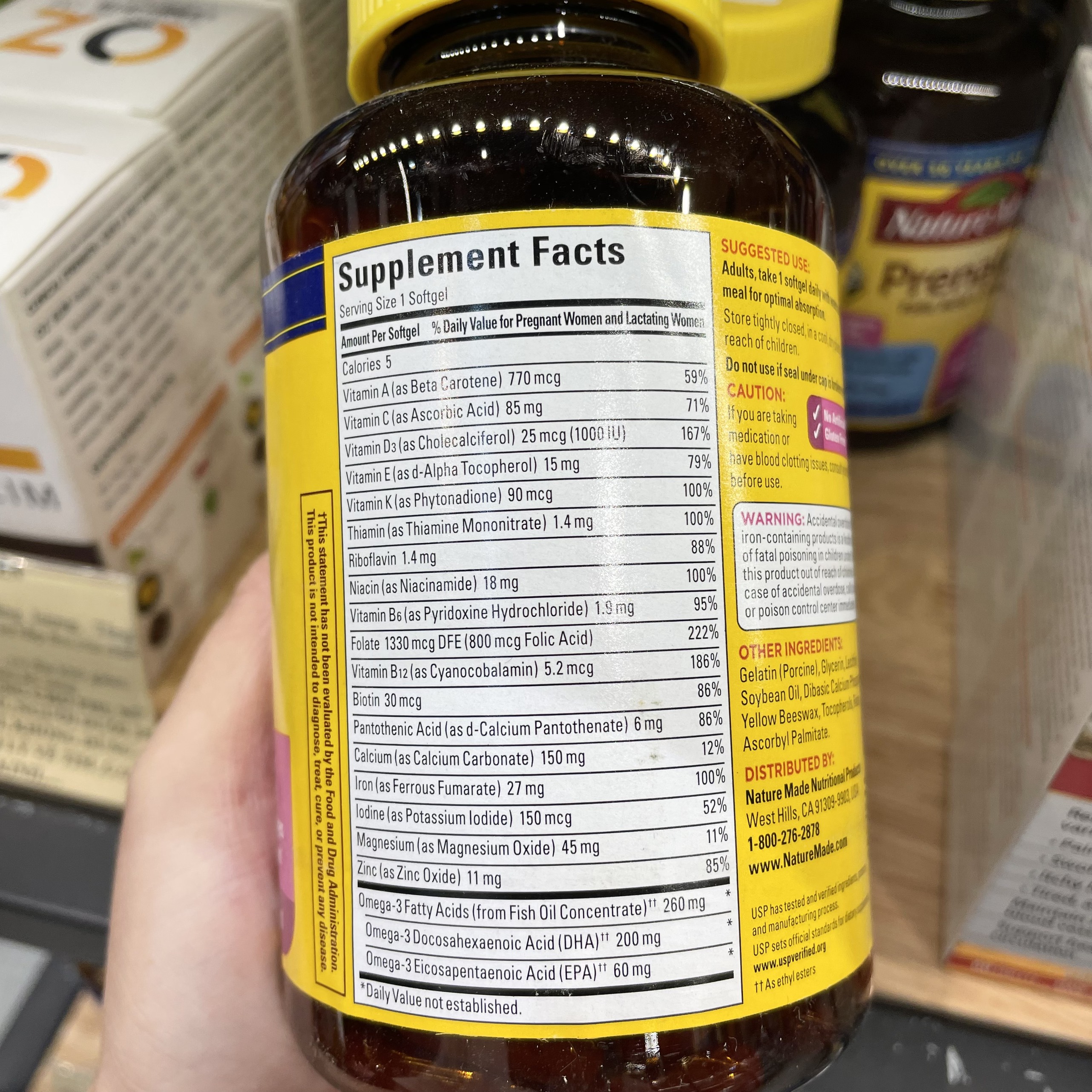 Thuốc Bầu Prenatal Multi Thực phẩm bổ sung cho phụ nữ mang thai Prenatal Multi +DHA 150 viên -Nature Made Mỹ (mẫu mới )