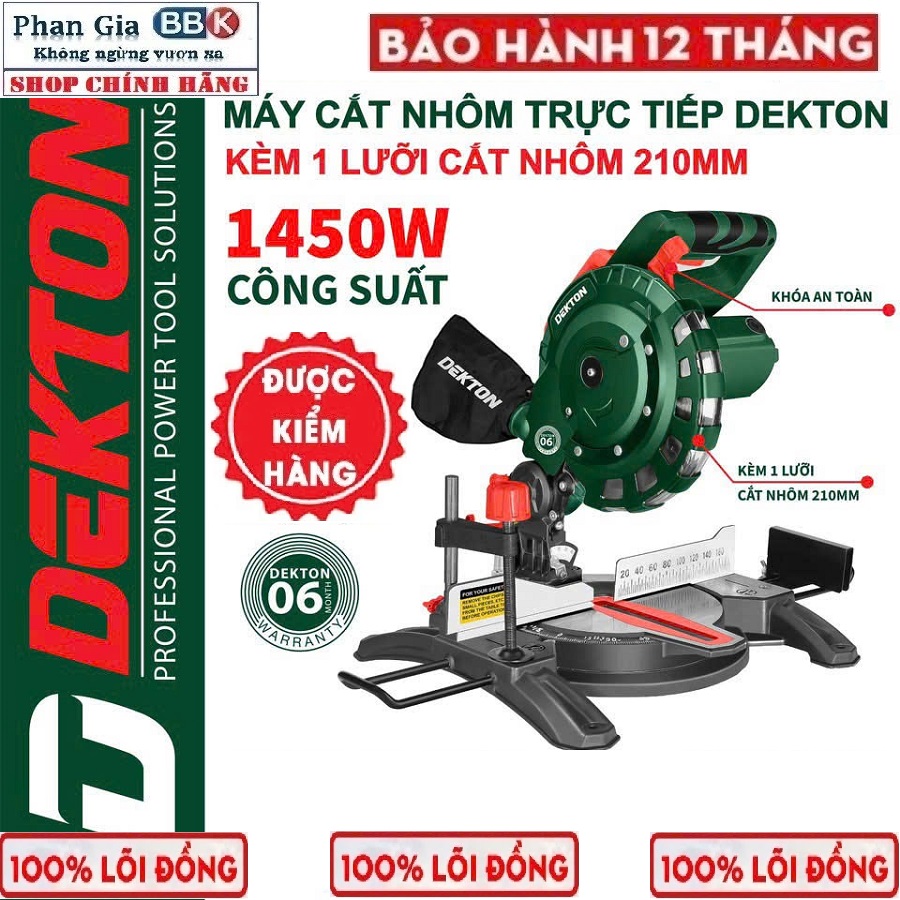 Máy Cắt Nhôm DEKTON DK-CN210PRO – 1450W – Cắt Nghiêng 45° Chính Xác – Tặng Lưỡi Cắt 80R – Bảo Hành 12 Tháng