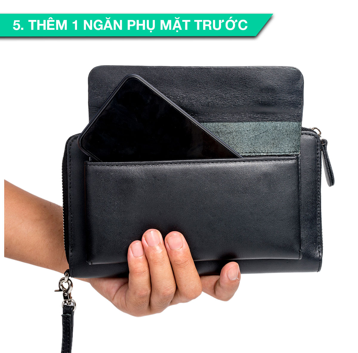 Ví dài cầm tay da bò Mill cao cấp Bụi Leather C107 - Bảo hành 12 tháng