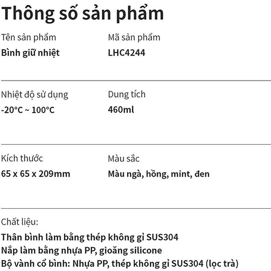 Bình giữ nhiệt LocknLock Feather Light Ring 460ml