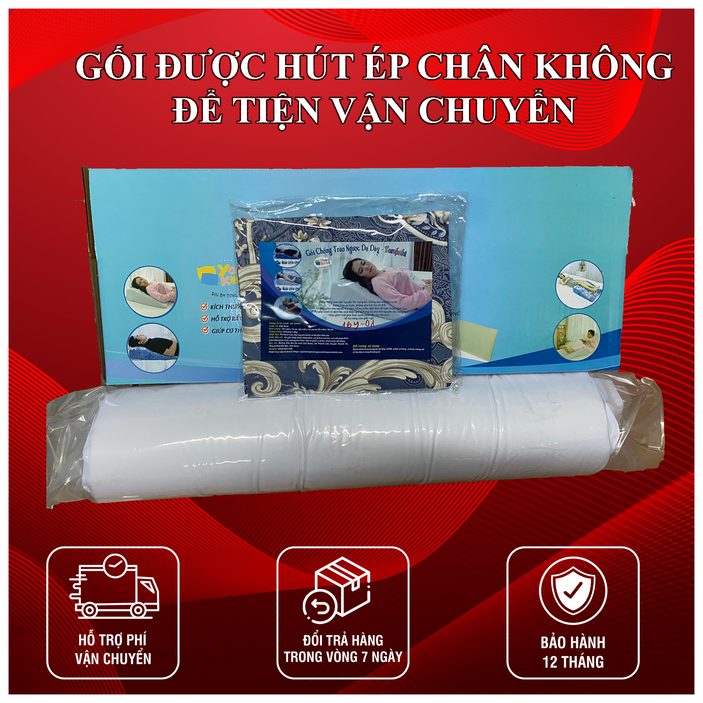 GỐI CHỐNG TRÀO NGƯỢC DẠ DÀY NGƯỜI LỚN , GIẢM HẲN HO, NGỨA HỌNG, SẠCH PHỔI, CHỐNG PHÙ MẶT
