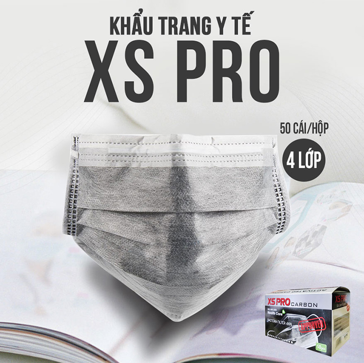 Mua Khẩu Trang Kháng Khuẩn Than Hoạt Tính Xspro 4 Lớp Dày - Xám (Hộp 50  Chiếc)