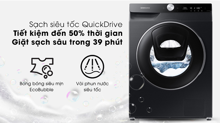 Máy Giặt Samsung AI AddWash Inverter 12kg WW12TP94DSB/SV - Chỉ giao HCM