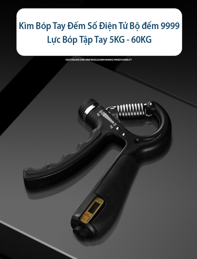 Kìm Bóp Tập Cơ Tay KUNO SPORT Bản Đếm Số Điện Tử Lực 5-60KG