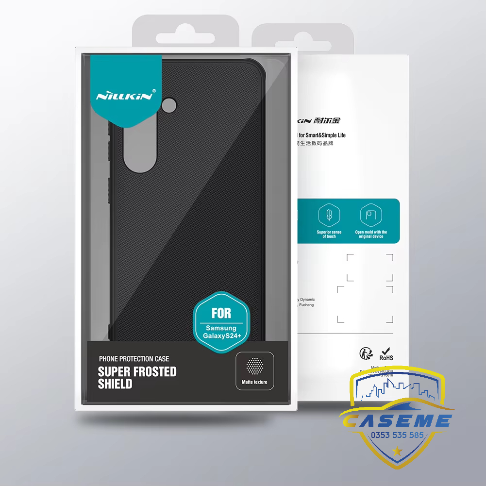 Ốp lưng cho Samsung S24 Ultra, Samsung S24 Plus, Samsung S24 hiệu NILLKIN Super Frosted Shield lưng sần viền mềm, bảo vệ camera, chống sốc, chống trơn, chống vân tay cao cấp - Hàng chính hãng.