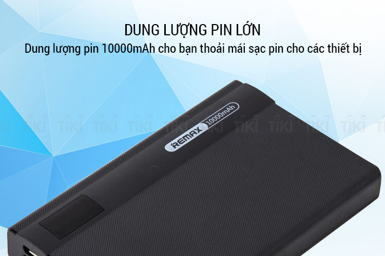 Pin sạc dự phòng 10000mAh Remax RPP-53 Đen - Hàng chính hãng