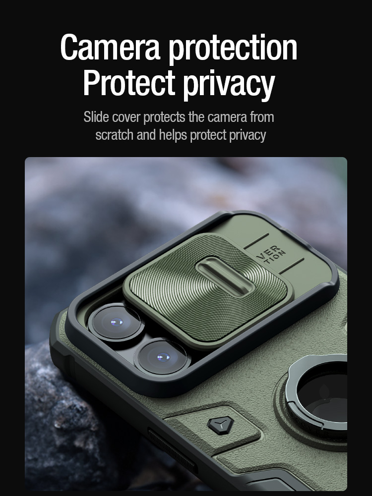 Ốp Lưng Nillkin CamShield Armor Cho iPhone 15 Pro / iPhone 15 Pro Max - Hàng Chính Hãng