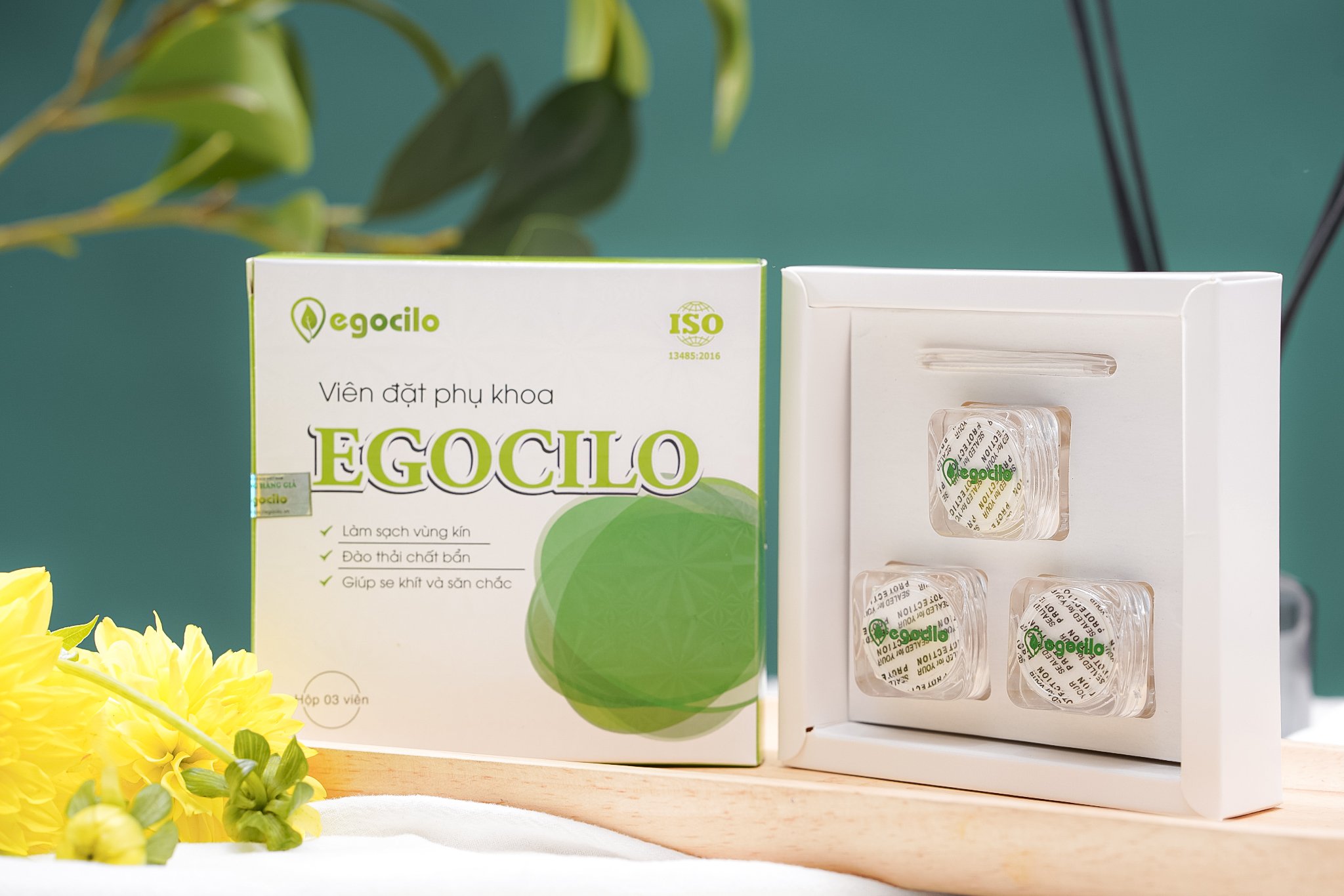 Viên đặt phụ khoa Egocilo se khít chống nấm ngứa và săn chắc an toàn cho phụ nữ hộp 3 viên (60g) làm sạch vùng kín, bệnh khí hư, viêm ngứa, đào thải các chất bẩn, tăng đàn hồi cho các hoạt động co dãn - Hàng chính hãng