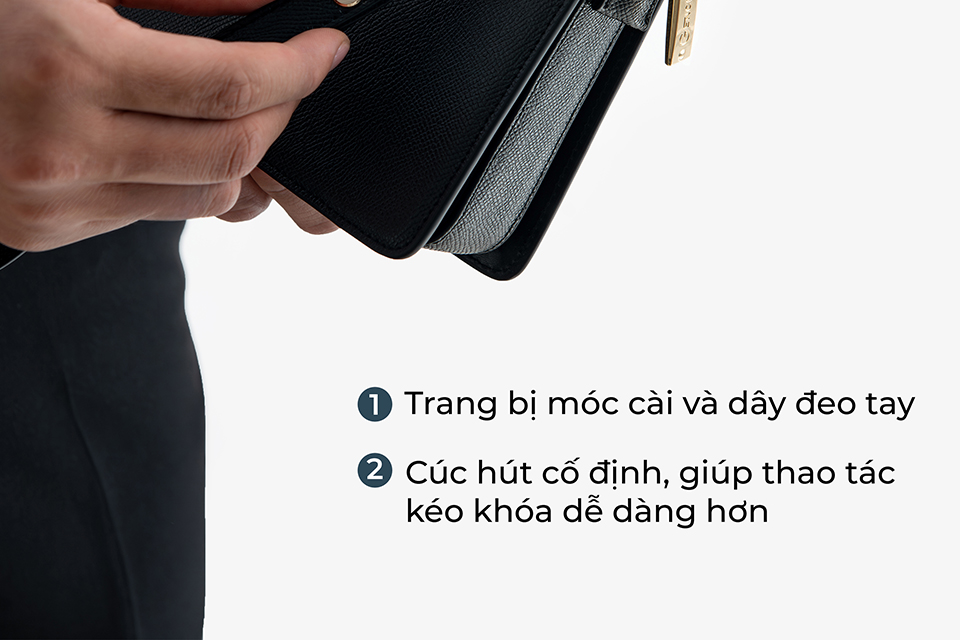 Clutch Da Hàng Hiệu Ví Nam Cầm Tay Công Sở GENCE HT11 Da Bò Cao Cấp Màu Đen