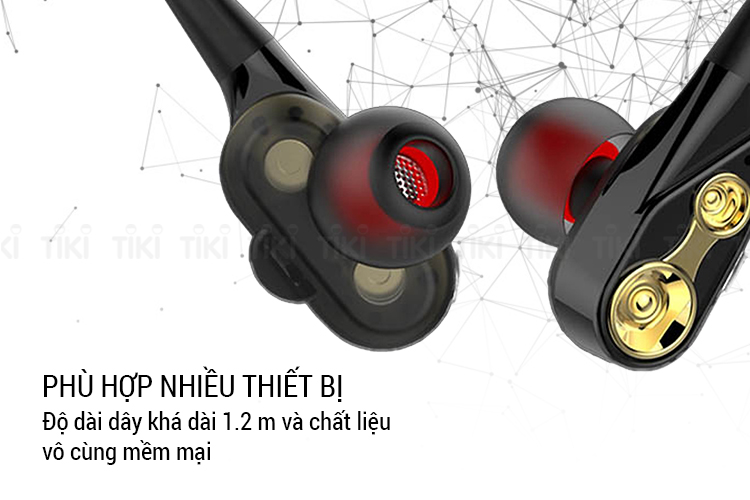 Tai Nghe Nhét Tai Có Mic, Lõi Kép, Siêu Bass Hifi18 - Tặng Kèm 4 Đầu Mút + Hộp Đựng Cao Cấp