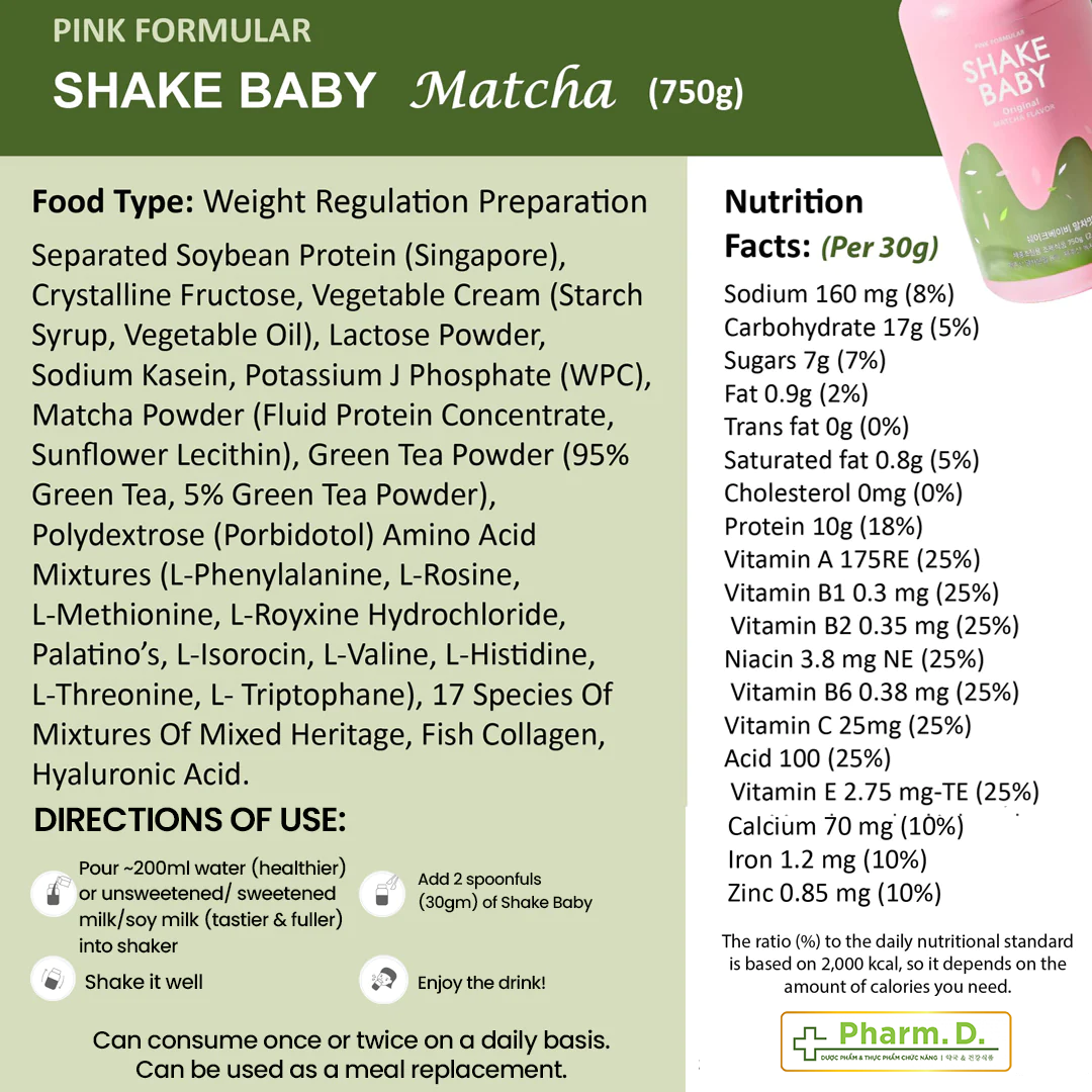 [CHÍNH HÃNG] Bột Ngũ Cốc Ăn Kiêng Giúp Hỗ Trợ Kiểm Soát Cân Nặng, Cải Thiện Vóc Dáng Diet Formular Protein Shake Baby (35g) từ Hàn Quốc