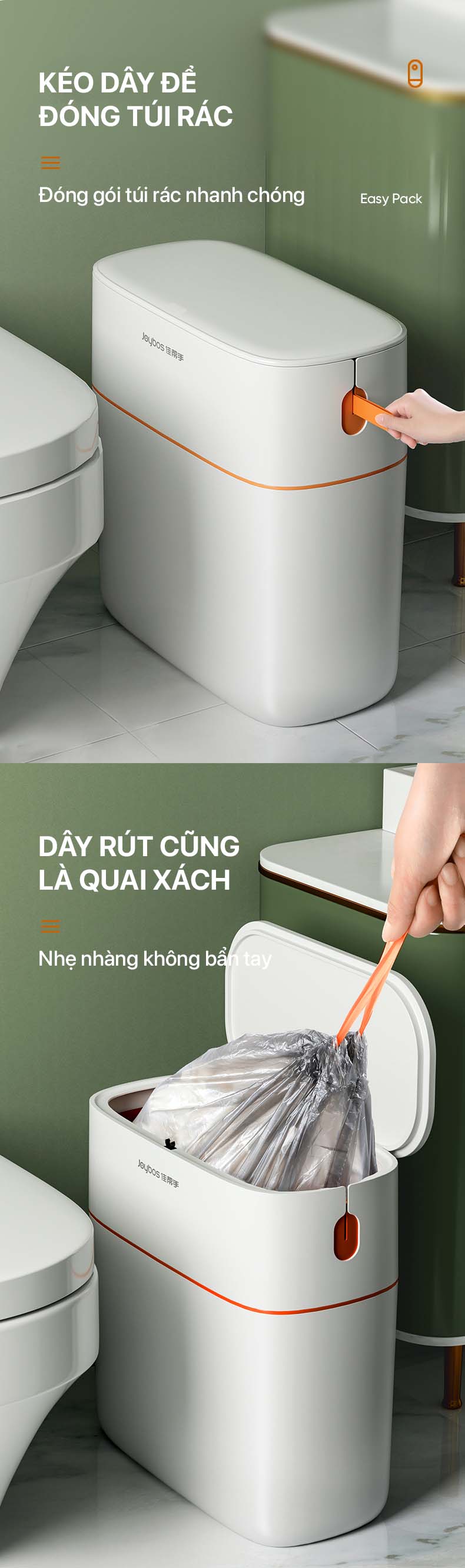 thùng rác tự động đóng gói Joybos CF2Y1 dung tích 14 lít