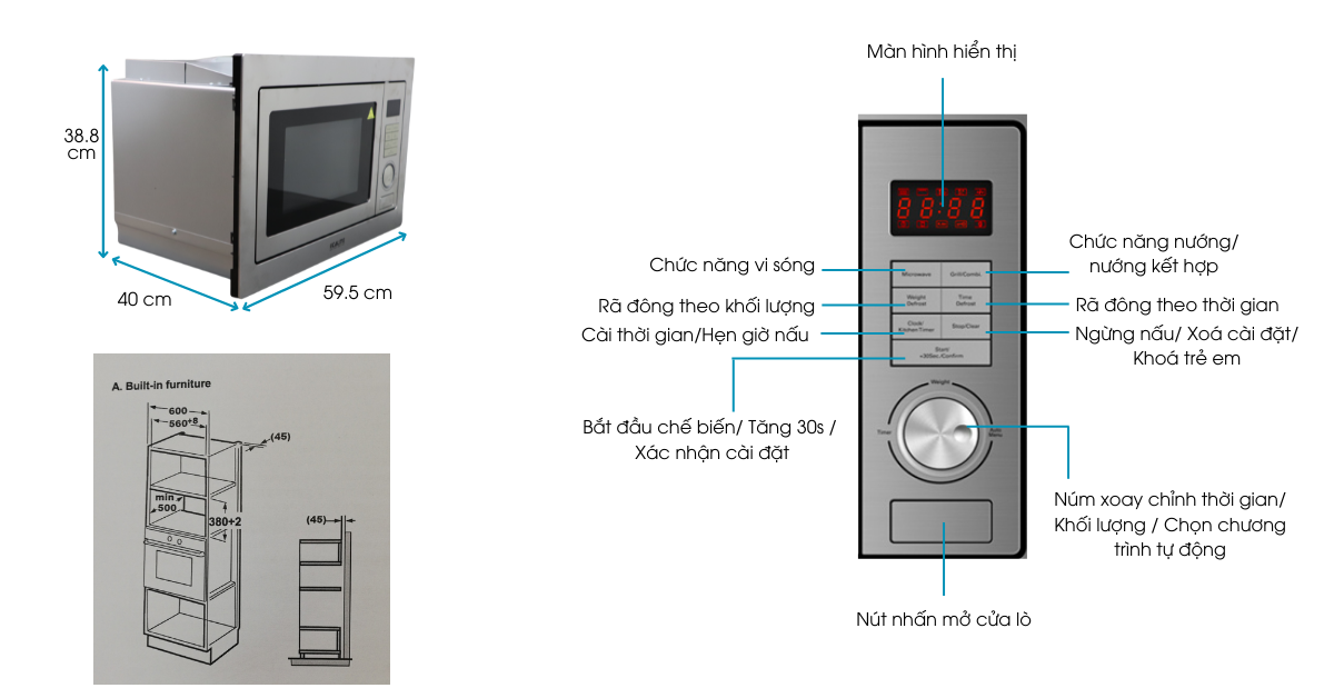 thông số kỹ thuật lò vi sóng ecalite emw-1560js