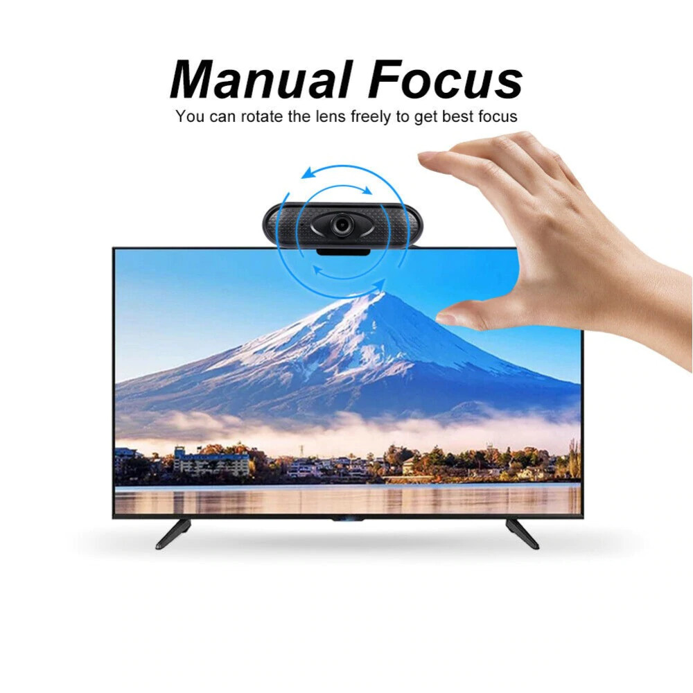 Webcam HD 1080P Không Driver, Lấy Nét Tự Động Tích Hợp Micro & Cổng USB Cho Laptop và PC