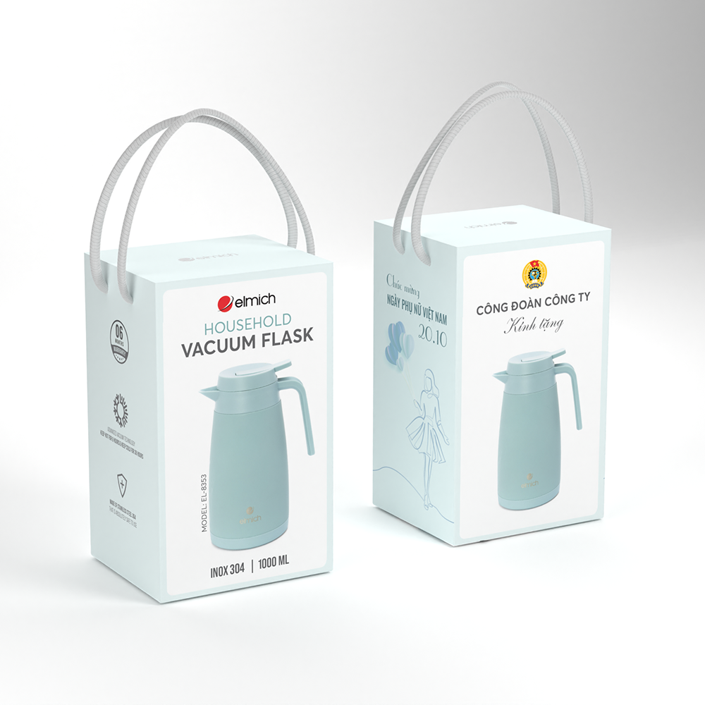 Bình giữ nhiệt gia đình inox 304 Elmich EL835 (1L) - Hàng chính hãng
