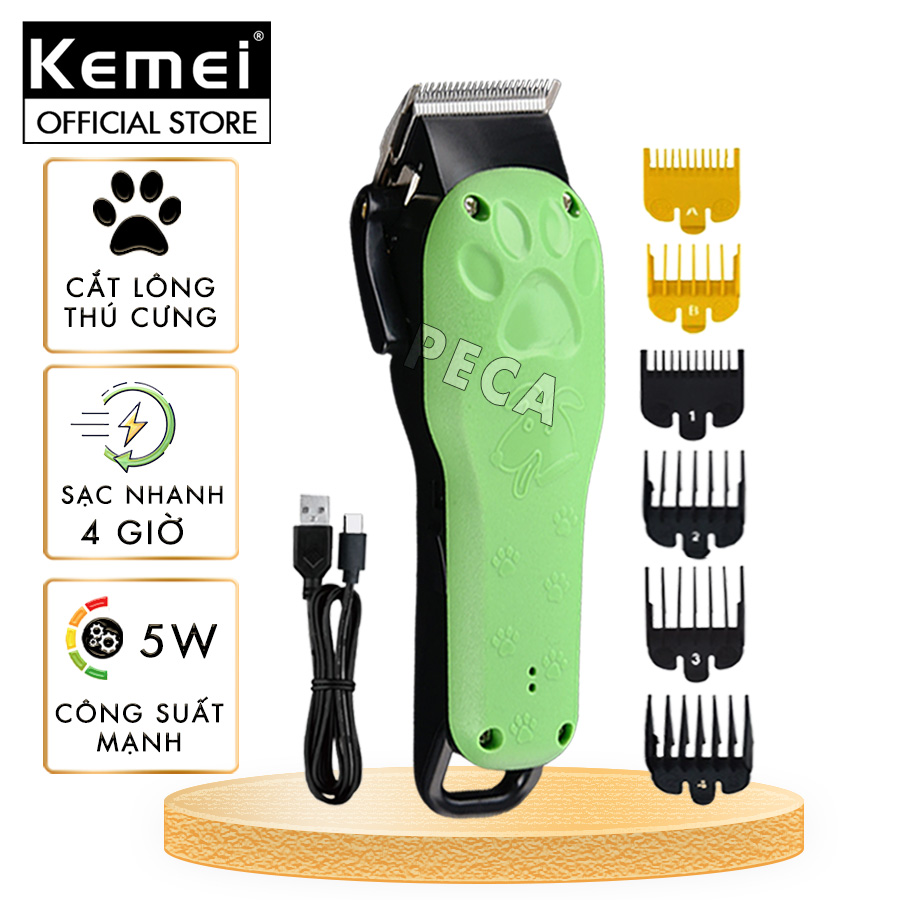 Tông đơ cắt tỉa lông thú cưng Kemei KM-CW10 công suất mạnh 5W sạc nhanh USB chuyên nghiệp phù hợp cắt lông chó, mèo