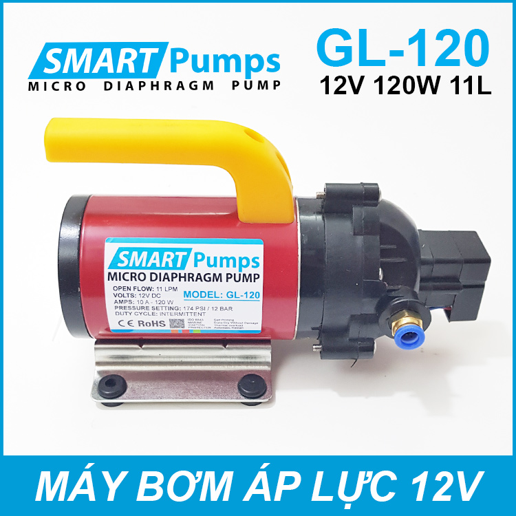 Máy bơm nước mini áp lực 12V 120W 11L Smartpumps GL-120
