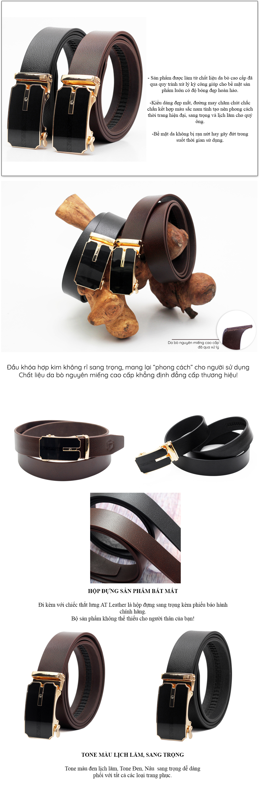Thắt lưng nam da bò AT Leather - M4-02